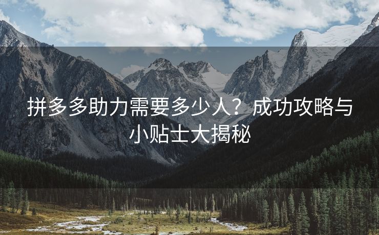拼多多助力需要多少人？成功攻略与小贴士大揭秘
