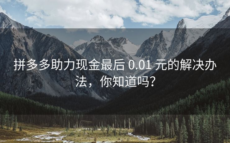 拼多多助力现金最后 0.01 元的解决办法，你知道吗？