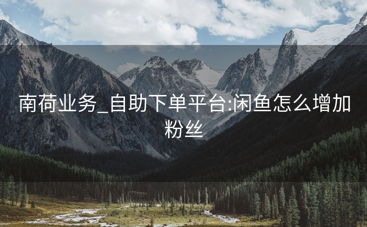 南荷业务_自助下单平台:闲鱼怎么增加粉丝