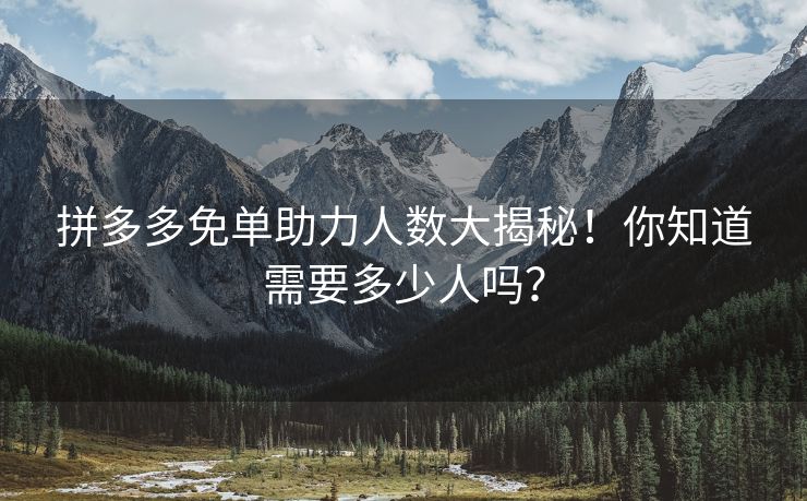 拼多多免单助力人数大揭秘！你知道需要多少人吗？