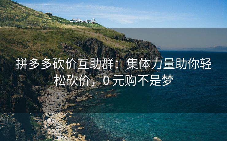 拼多多砍价互助群：集体力量助你轻松砍价，0 元购不是梦