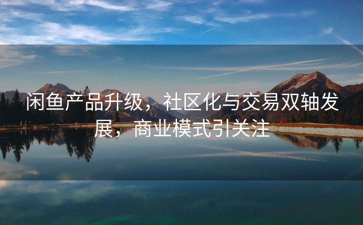 闲鱼产品升级，社区化与交易双轴发展，商业模式引关注
