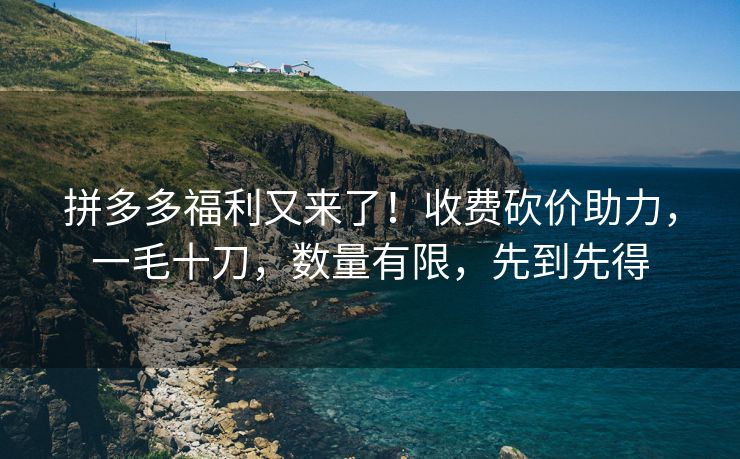 拼多多福利又来了！收费砍价助力，一毛十刀，数量有限，先到先得