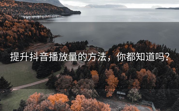 提升抖音播放量的方法，你都知道吗？