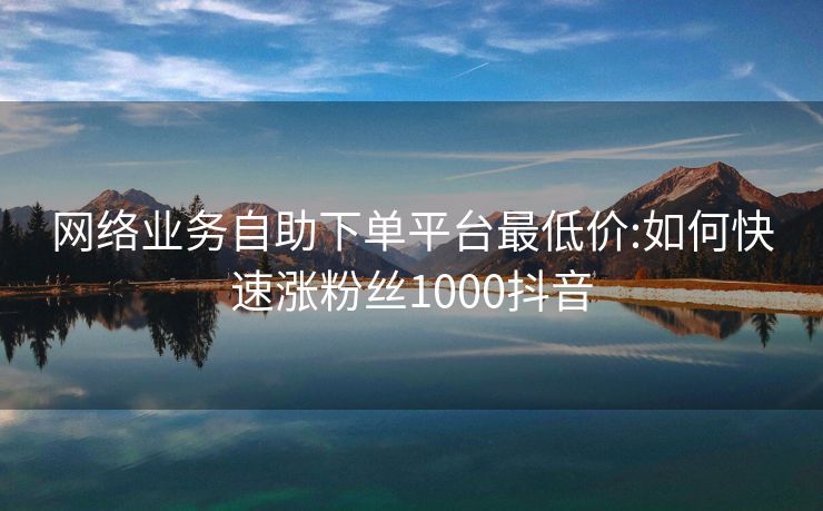 网络业务自助下单平台最低价:如何快速涨粉丝1000抖音
