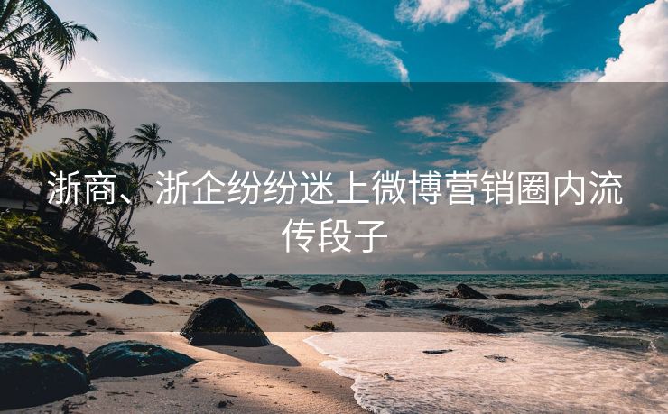 浙商、浙企纷纷迷上微博营销圈内流传段子