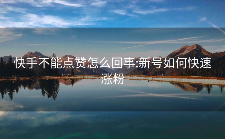 快手不能点赞怎么回事:新号如何快速涨粉