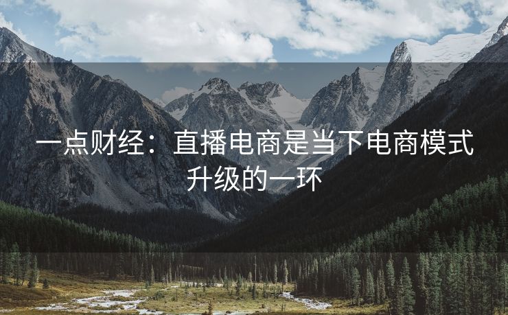 一点财经：直播电商是当下电商模式升级的一环