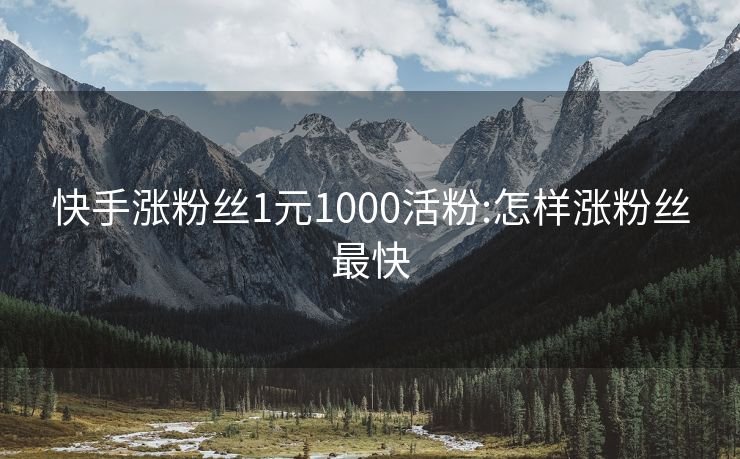 快手涨粉丝1元1000活粉:怎样涨粉丝最快