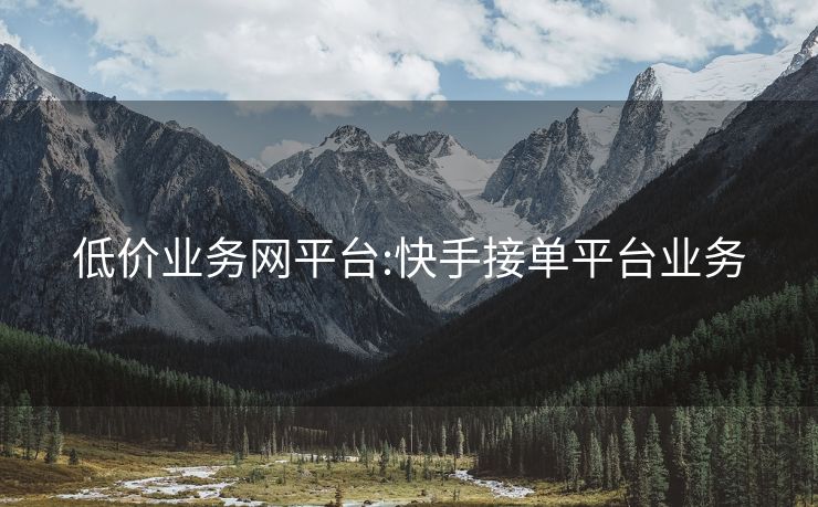 低价业务网平台:快手接单平台业务