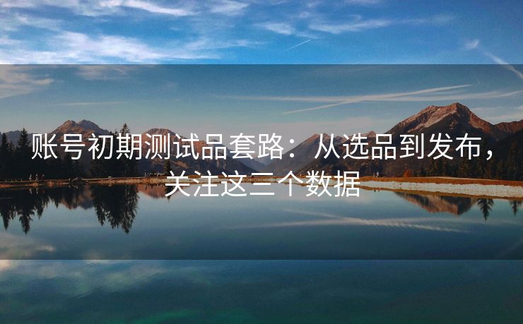 账号初期测试品套路：从选品到发布，关注这三个数据