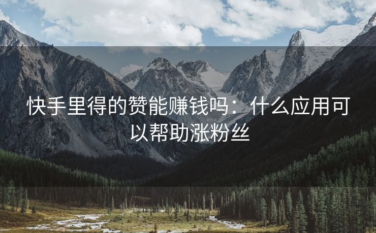 快手里得的赞能赚钱吗：什么应用可以帮助涨粉丝