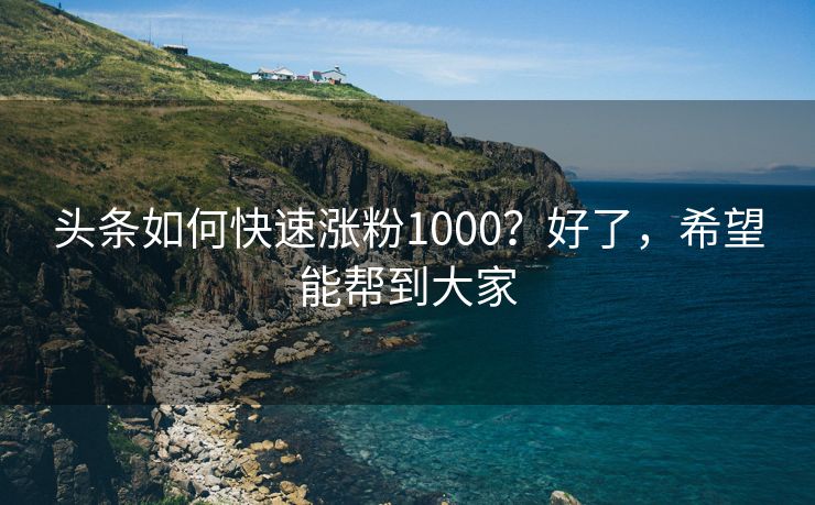 头条如何快速涨粉1000？好了，希望能帮到大家