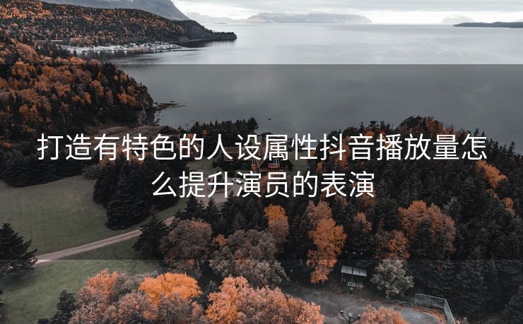 打造有特色的人设属性抖音播放量怎么提升演员的表演