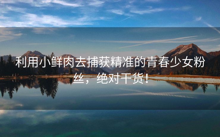 利用小鲜肉去捕获精准的青春少女粉丝，绝对干货！