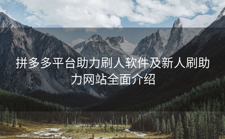 拼多多平台助力刷人软件及新人刷助力网站全面介绍