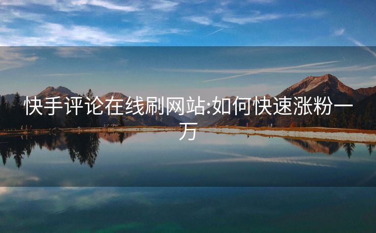 快手评论在线刷网站:如何快速涨粉一万