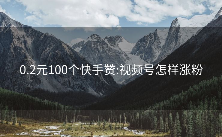 0.2元100个快手赞:视频号怎样涨粉