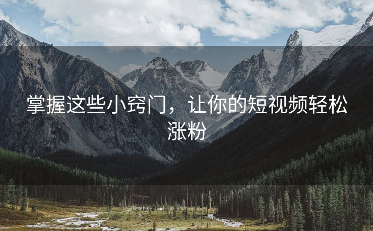 掌握这些小窍门，让你的短视频轻松涨粉